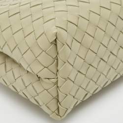 Pre Owned Bottega Veneta Khaki Green Intrecciato Leather Medium Andiamo Top Handle Bag