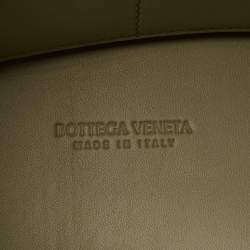Pre Owned Bottega Veneta Khaki Green Intrecciato Leather Medium Andiamo Top Handle Bag