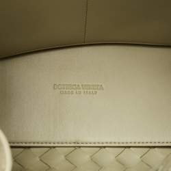Pre Owned Bottega Veneta Khaki Green Intrecciato Leather Medium Andiamo Top Handle Bag