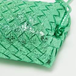Bottega Veneta Metallic Green Intrecciato Leather Mini Loop Camera Bag