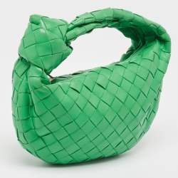 Pre Owned Bottega Veneta Green Intrecciato Leather Mini Jodie Hobo