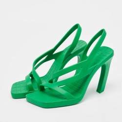 Bottega Veneta Green Rubber Jimbo Slingback Sandals Size 38