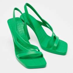 Bottega Veneta Green Rubber Jimbo Slingback Sandals Size 38