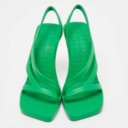 Bottega Veneta Green Rubber Jimbo Slingback Sandals Size 38