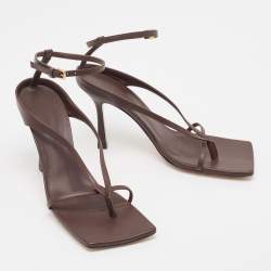 Pre Owned صندل بوتيغا فينيتا جلد بني سترتش بحزام للكاحل مقاس 37.5