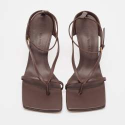 Pre Owned صندل بوتيغا فينيتا جلد بني سترتش بحزام للكاحل مقاس 37.5