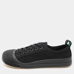 Pre Owned Bottega Veneta Black Canvas Vulcanized Sneakers Size 39