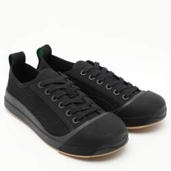 Pre Owned Bottega Veneta Black Canvas Vulcanized Sneakers Size 39