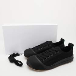 Pre Owned Bottega Veneta Black Canvas Vulcanized Sneakers Size 39