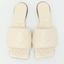 Bottega Veneta Cream Leather Lido Flat Slides Size 36