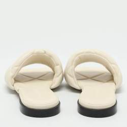 Bottega Veneta Cream Leather Lido Flat Slides Size 36