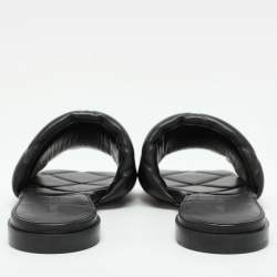 Bottega Veneta Black Leather Lido Flat Slides Size 36