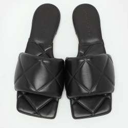 Bottega Veneta Black Leather Lido Flat Slides Size 36