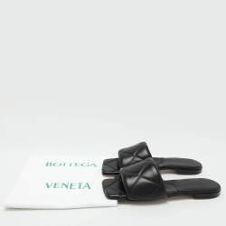 Bottega Veneta Black Leather Lido Flat Slides Size 36