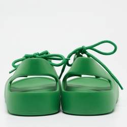 Bottega Veneta Green Rubber Lace Up Flat Sandals Size 41