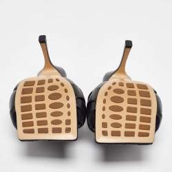 مملوكة مسبقًا Bottega Veneta Black Woven Leather Lido Slide Sandals Size 37.5