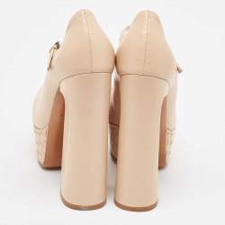 مملوكة مسبقًا Bottega Veneta Beige Leather Mary Jane Pumps Size 38