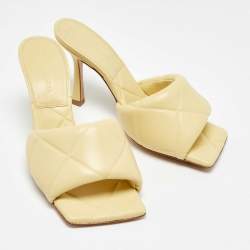 Bottega Veneta Yellow Quilted Leather Lido Slide Sandals Size 36