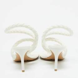 Pre Owned Bottega Veneta White Leather Leaf Sandals Size 40