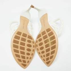 Pre Owned Bottega Veneta White Leather Leaf Sandals Size 40