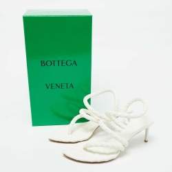 Pre Owned Bottega Veneta White Leather Leaf Sandals Size 40