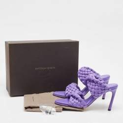 Bottega Veneta Purple Leather Intrecciato Slide Sandals Size 38.5