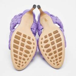 Bottega Veneta Purple Leather Intrecciato Slide Sandals Size 38.5