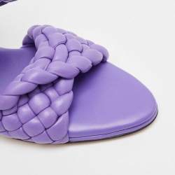 Bottega Veneta Purple Leather Intrecciato Slide Sandals Size 38.5