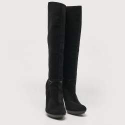 Pre Owned Bottega Veneta Black Suede Knee Length Boots Size 40