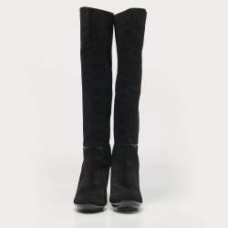 Pre Owned Bottega Veneta Black Suede Knee Length Boots Size 40