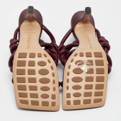 Bottega Veneta Burgundy Leather Stretch Twist Slide Sandals Size 37