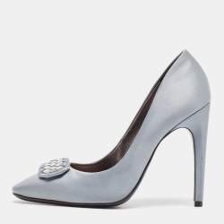 Bottega Veneta Grey Satin Embellished Pumps Size 38