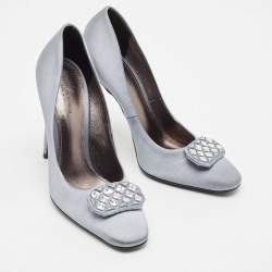 Bottega Veneta Grey Satin Embellished Pumps Size 38