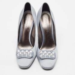 Bottega Veneta Grey Satin Embellished Pumps Size 38