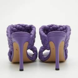 مملوكة مسبقًا Bottega Veneta Purple Woven Leather Slide Sandals Size 38