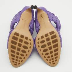 مملوكة مسبقًا Bottega Veneta Purple Woven Leather Slide Sandals Size 38