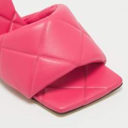 Bottega Veneta Pink Quilted Leather Lido Slide Sandals Size 39
