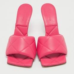 Bottega Veneta Pink Quilted Leather Lido Slide Sandals Size 39