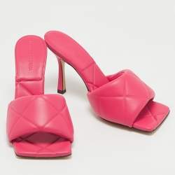 Bottega Veneta Pink Quilted Leather Lido Slide Sandals Size 39
