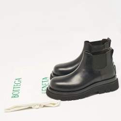 Bottega Veneta Black Leather Lug Chelsea Ankle Boots Size 41