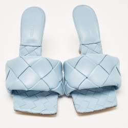 مملوكة مسبقًا Bottega Veneta Blue Leather Lido Slide Sandals Size 39