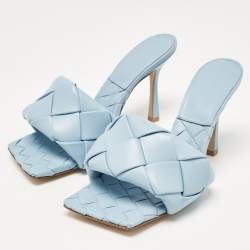 مملوكة مسبقًا Bottega Veneta Blue Leather Lido Slide Sandals Size 39