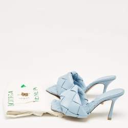 مملوكة مسبقًا Bottega Veneta Blue Leather Lido Slide Sandals Size 39