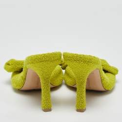 Bottega Veneta Green Terry Fabric Bow Slide Sandals Size 39