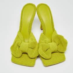 Bottega Veneta Green Terry Fabric Bow Slide Sandals Size 39