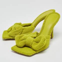 Bottega Veneta Green Terry Fabric Bow Slide Sandals Size 39
