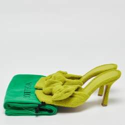 Bottega Veneta Green Terry Fabric Bow Slide Sandals Size 39