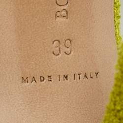 Bottega Veneta Green Terry Fabric Bow Slide Sandals Size 39