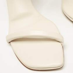 Bottega Veneta White Leather Spiral Ankle Wrap Sandals Size 39
