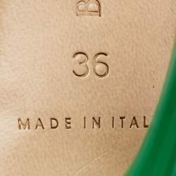 Pre Owned Bottega Veneta Green Leather Dot Embellished Leather Sandals Size 36